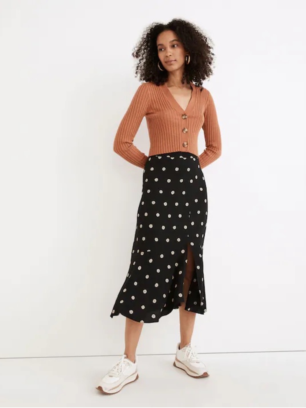 Madewell Flounce-Hem Midi Skirt in Bloom Dot
